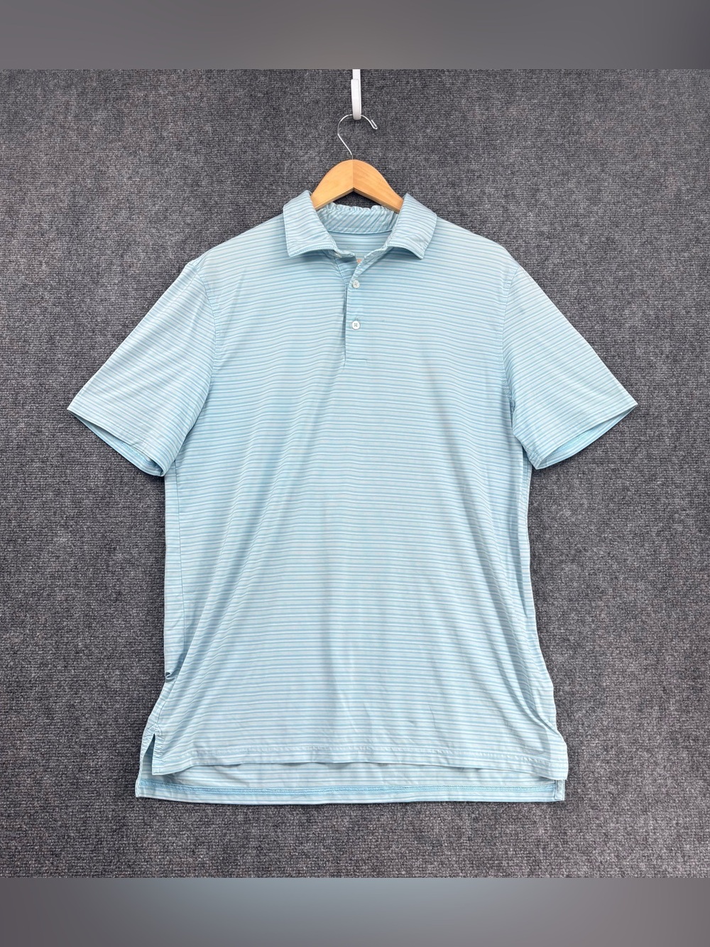 Southern Tide Brrreeze Bowen Blue Coastal Preppy Striped Performance Polo Mens L